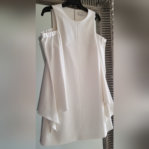 Tibi White Structured Crepe Cutout Open Shoulder Dress Sz 10 Org $395 - Picture 4 of 10